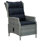 vidaXL Light Gray Reclining Patio Chair with Cushions - Easy-to-Clean Outdoor Furniture - Adjustable Backrest for Ultimate Comfort - Lightweight Poly Rattan Outdoor Recliner