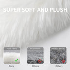 Fluffy Area Rug, White Faux Fur Rug For Bedroom 3'X5' Soft Shag Fuzzy Rugs For Living Room, Furry Bedside Nursery Rug Plush Indo