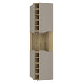 FM FURNITURE Lyla Corner Bar Cabinet Macadamia/Taupe (Brown) Engineered Wood