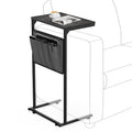 Vantic C Shaped End Table, Small Couch Side Table With Storage Bag, Sturdy Slide Under Sofa Table With Metal Frame For Living Ro