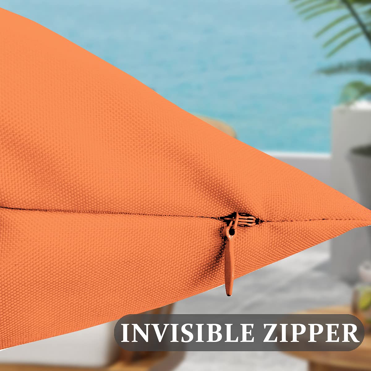 Sofjagetq Waterproof Cream Orange Outdoor Pillow Covers, Durable Waterproof Fabric Throw Covers, Vibrant Decorative Outdoor Pill