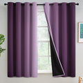 Yakamok Purple 100% Blackout Curtains for Bedroom,Ombre Room Darkening Curtains for Living Room Grommet Window Curtains 54 inche