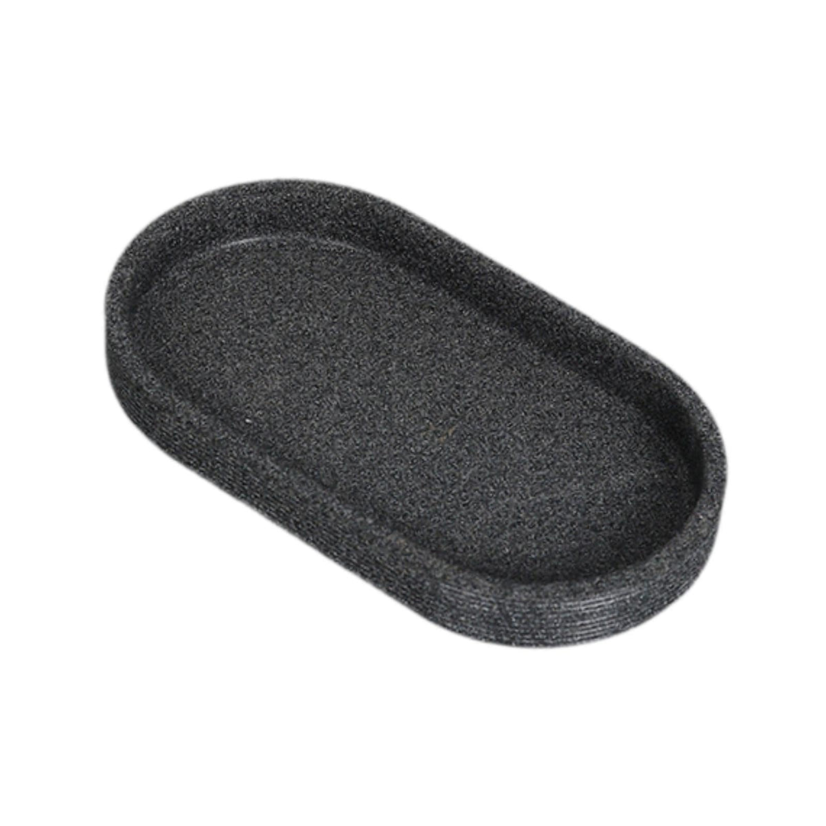 Merishopp Soap Dispenser Tray Oval Shape Sleek Vanity Tray For Perfume Trinkets Modern Dark Grey
