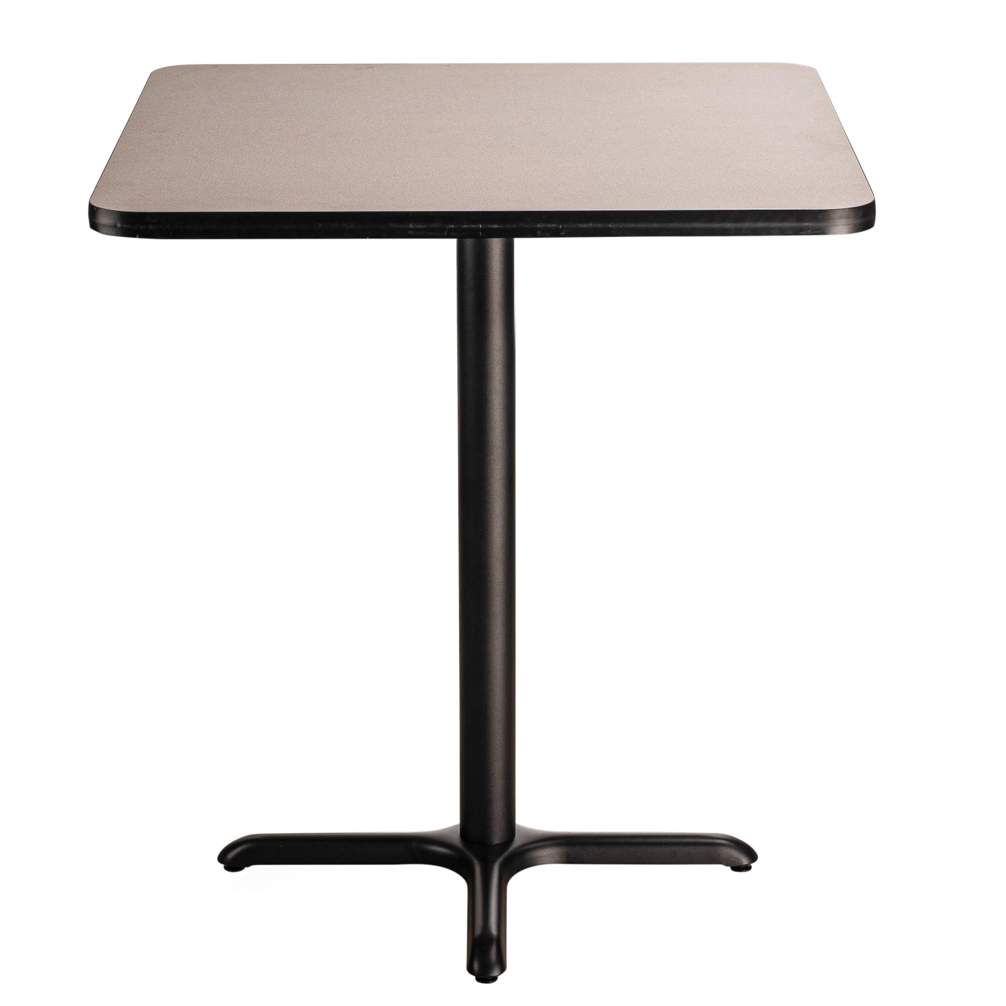 National Public Seating NPS 36" Square Cafe Table with X Base, 42" Height, Particleboard Core/T-Mold, Grey Nebula Top, Black Frame