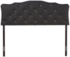 Baxton Studio Rita Modern and Contemporary Queen Size Black Faux Leather Upholstered Button-Tufted Scalloped Headboard