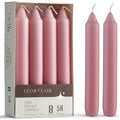 Leor & Lair Light Pink Candlesticks - Pack of 8 Short Taper Candles with Cotton Wick - 5 Hour Burn Light Pink Candles for Weddin