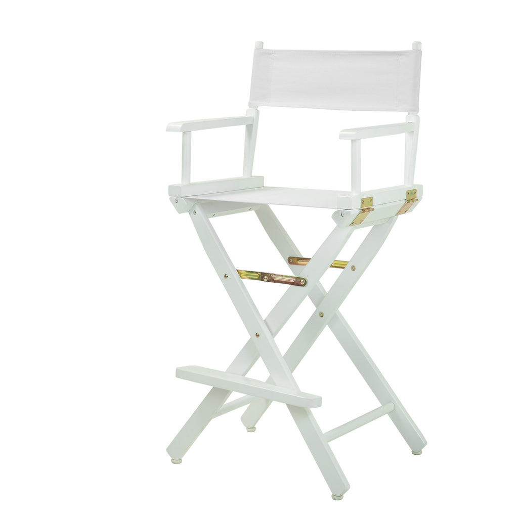 Casual Home Director'S Chair ,White Frame/White Canvas,30" - Bar Height
