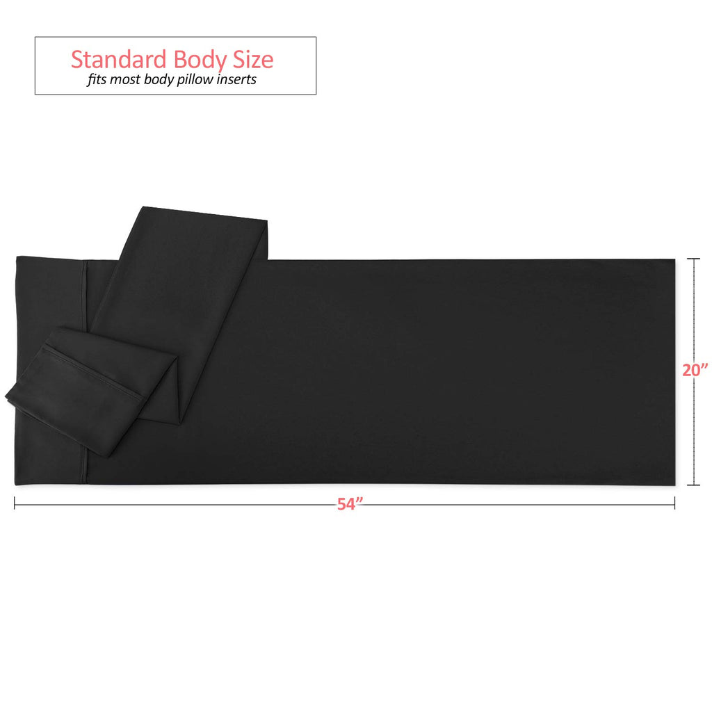 Nestl Body Pillow Cover - Soft Body Pillow Pillowcase - Lightweight Black Pillowcase - Microfiber Body Pillow Case Cover - 20X54 Inches - Envelope Closure