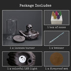 Haiswonsa Skull Incense Burner Holder - Backflow Waterfall , Led Ceramic Unique Skeleton Incense Burner With 15 Incense Cones Fo