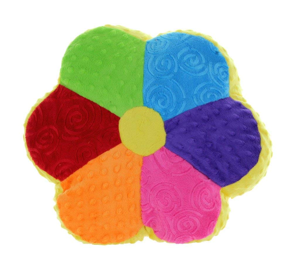 Snuggle Stuffs Flower Power 14' Minky Plush Colorful Rainbow Throw Pillow