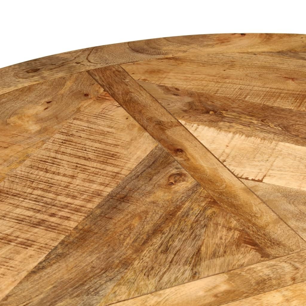 vidaXL Dining Table Ø43.3"x29.5" with Solid Rough Mango Wood Top and Industrial Metal Legs, Rustic Brown - Farmhouse Style for Dining Room/Kitchen Use