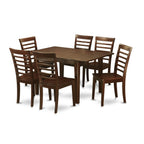 East West Furniture MILA7-MAH-W Milan 7 Piece Kitchen Set Consist of a Rectangle Dining Room Table with Butterfly Leaf and 6 Solid Wood Seat Chairs, 36x54 Inch