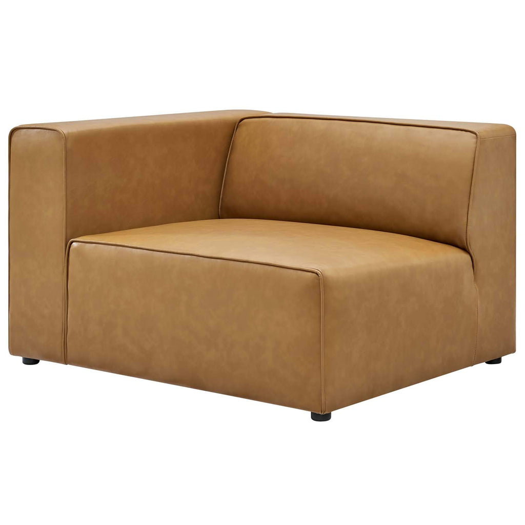 Modway Mingle Vegan Leather 3-Piece Sectional Sofa in Tan