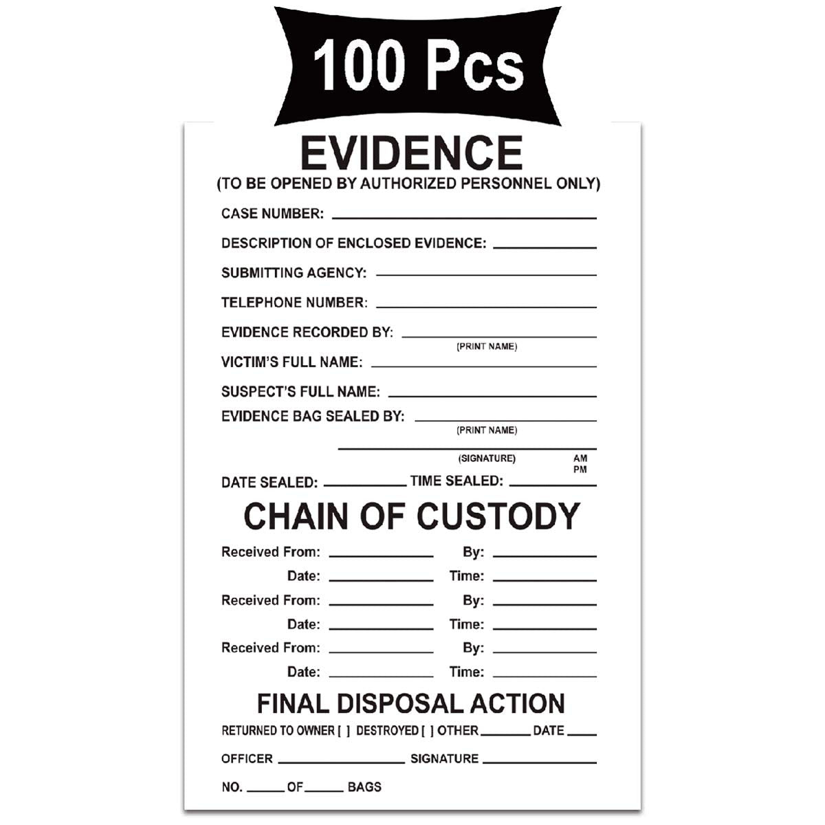 Remarkable Adhesive Evidence Label - Stick On Evidence Stickers 4 X 6 Inches 100 Labels Per Pack (White Evidence)