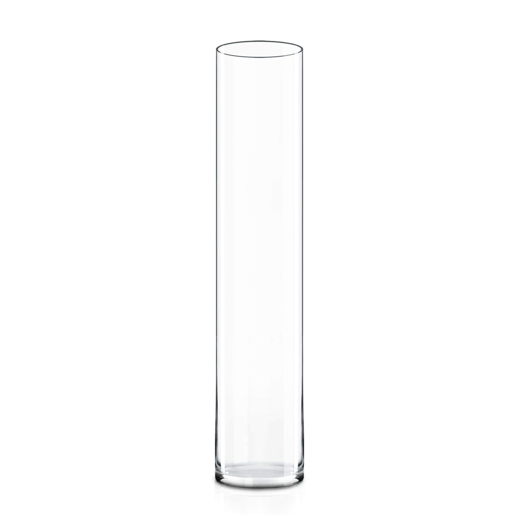 CYS Excel Clear Glass Cylinder Vase (H:24 D:4) | Multiple Size Choices Glass Flower Vase Centerpieces | Hurricane Floating Candl