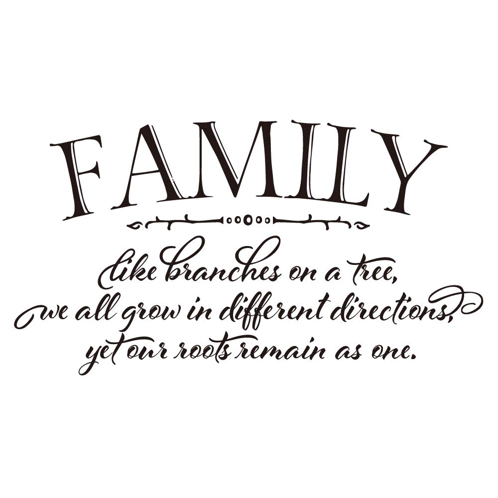 Family Like Branches on a Tree we All Grow in Different Directions Yet Our Roots Remain as one - Pure Black Vinyl Wall Decals Qu