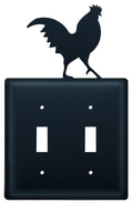 ESS-1 Rooster Double Switch Electric Wall Plate with Silhouette