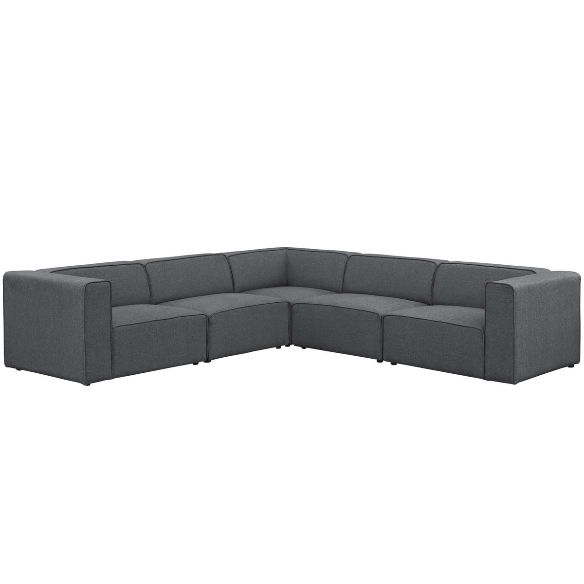 Modway Mingle Contemporary Modern 5Piece Sectional Sofa Set In Gray