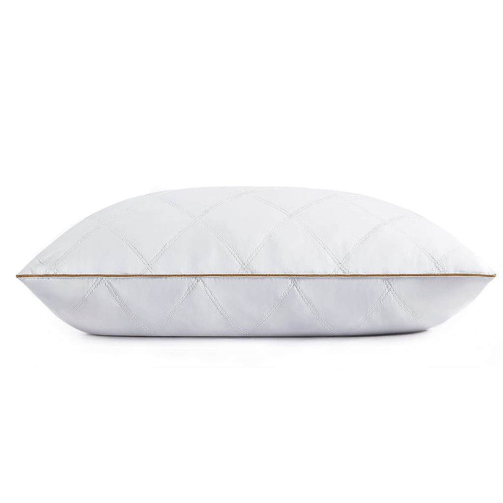 Puredown Goose Feathers And Down Pillow With Diamond Quilting Breathable Downproof Cover, Pack Of 1, Standard Size