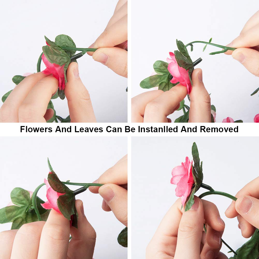 Miracliy 8 Pack 65 Ft Flower Garland Decorations Plastic Artificial Flowers For Wedding Decoration Photo Booth Backdrop