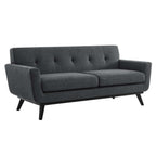 Modway Engage Modern Tufted Back Textured Fabric Loveseat In Charcoal
