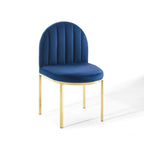 Modway Isla Dining Side Chair Performance Velvet Set Of 2 In Gold Navy
