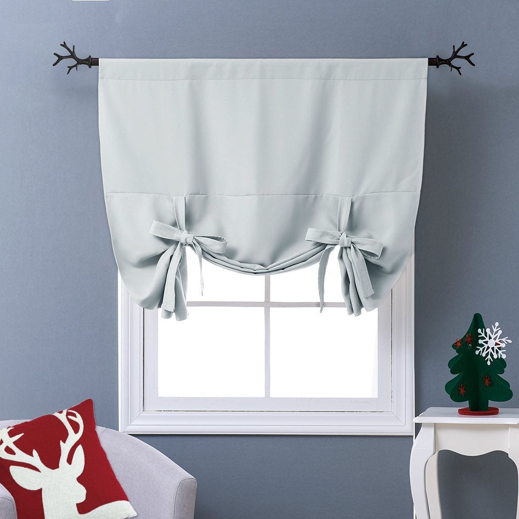 NICETOWN Balloon Shades Window Treatment Valance - Room Darkening Curtains Tie Up Shade for Window/Nursery (Greyish White, Rod P
