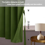 Jiuzhen Olive Green Blackout Curtains For Bedroom - Light Blocking And Noise Reducing Grommet Curtains For Living Room Darkening Curtains, Set Of 2 Window Curtain Panels, 42 X 63 Inch Length
