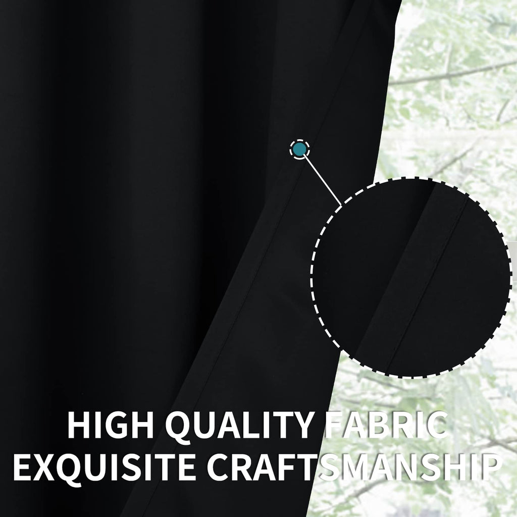 BGment Rod Pocket Blackout Curtains, Thermal Insulated, 42"W x 48"L, Black, 2 Panels, Model BLACK4248R
