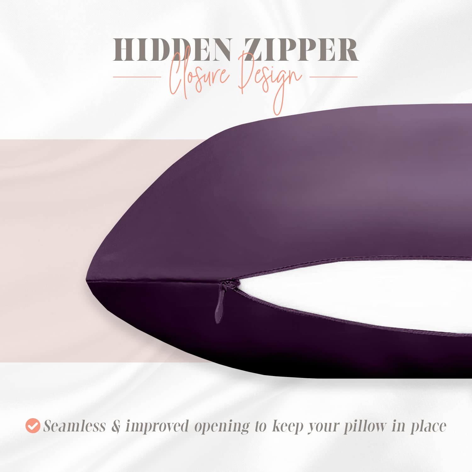 Elegant Comfort Silky And Luxurious 2-Piece Satin Pillowcase Set For Healthier Skin And Hair, Hidden Zipper Closure And Beautifully Packaged, Satin Pillowcase Set, King, Purple