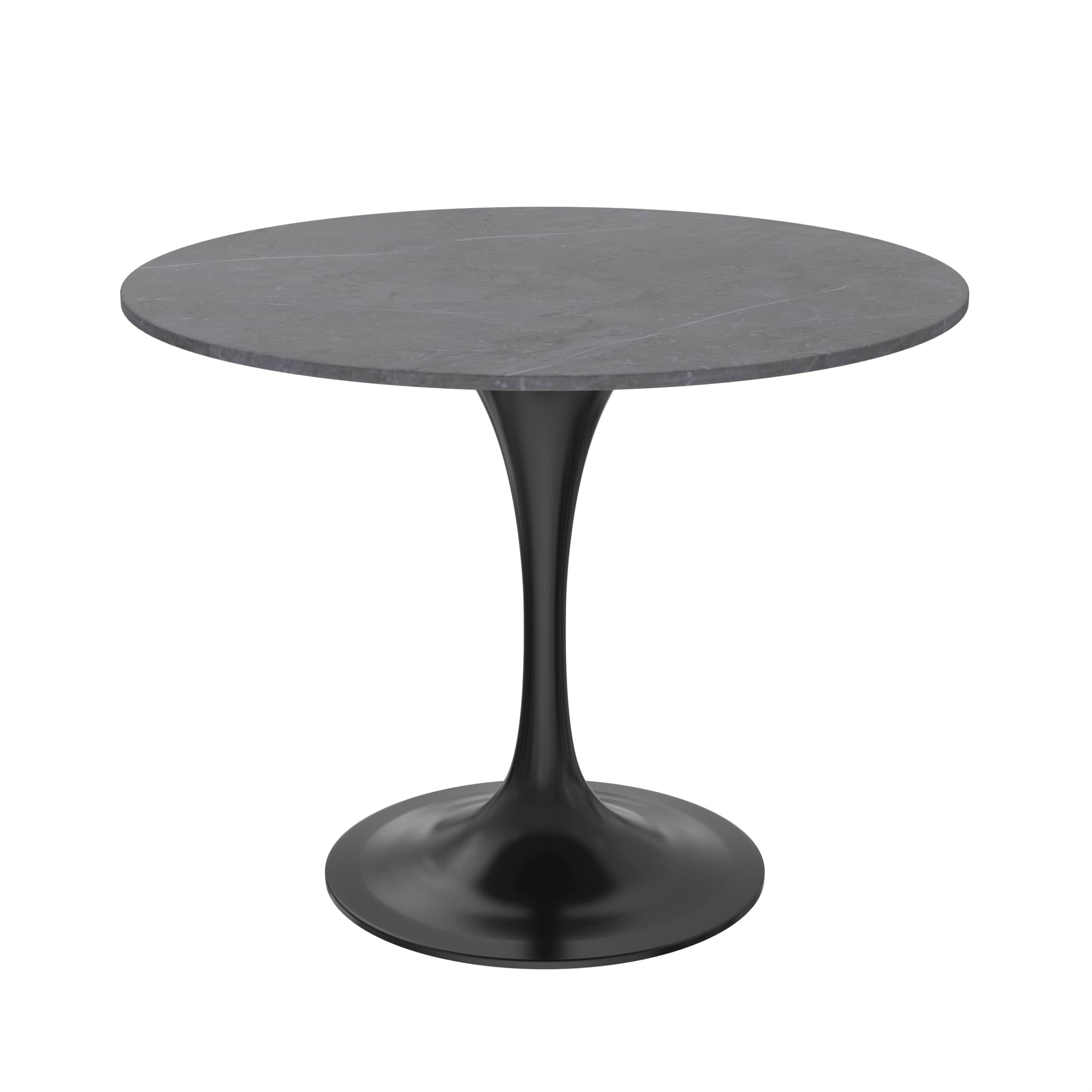 Verve 36 Round Dining Table, Black Base with Sintered Stone Grey Top