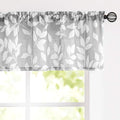 Treatmentex Grey Valance Curtain for Windows Leaf Print White Window Valances 52 by 15 Long 1 Panel