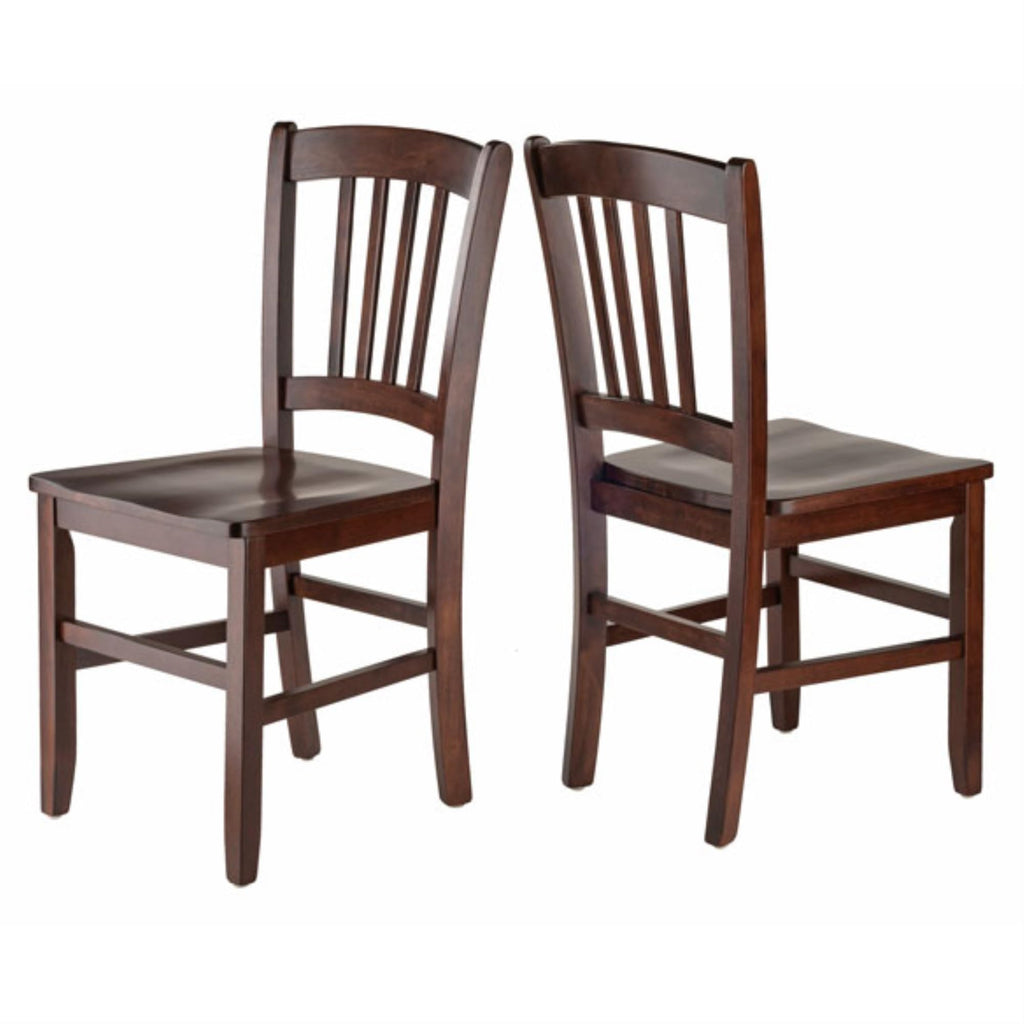 Ergode Elegant 3-Piece Shaye Dining Table Set | Solid Wood | Walnut Finish | 2 Slat Back Chairs | Contemporary Design | Easy Assembly (94358VV) (94358-VV) (94582-VV)