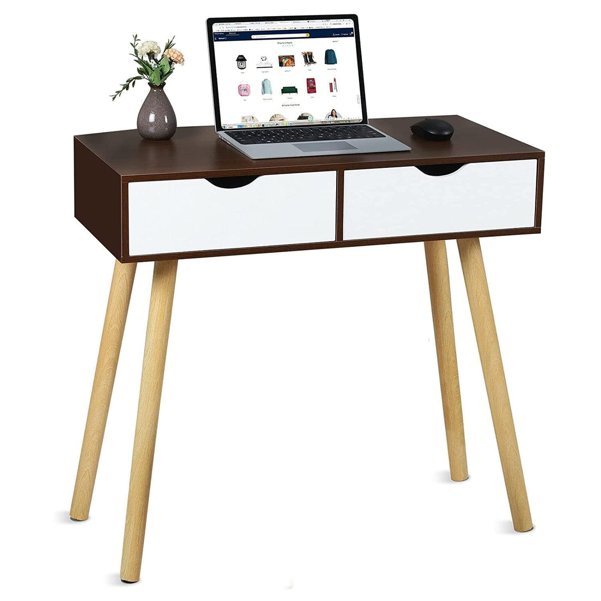 Dds Dream Decor Shoppee Shoppee Engineered Wood Desk With 2 Drawers For, Computer Desk With Storage Shelves, Makeup Vanity Desk,