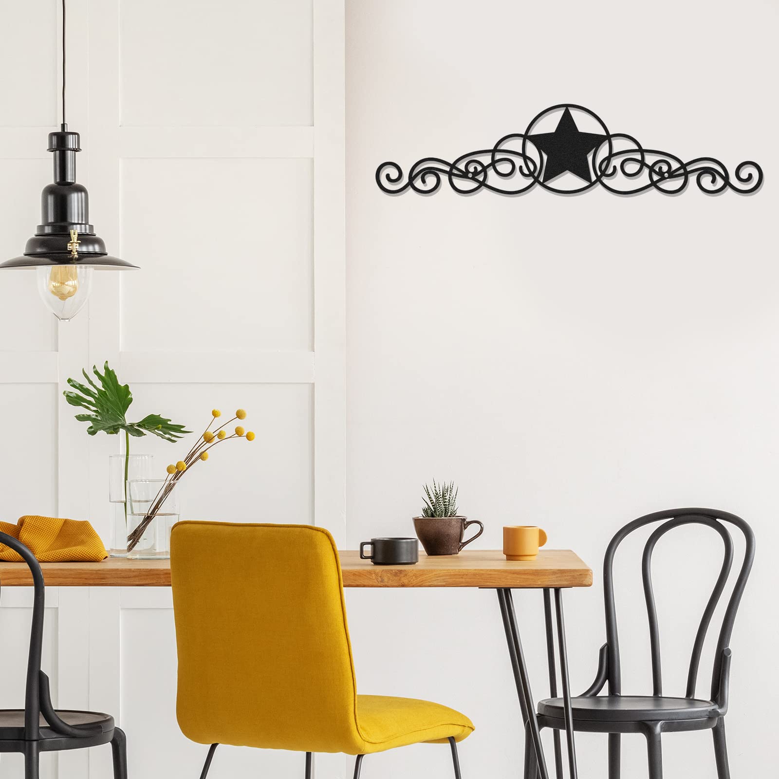 Leifide Metal Star Decor Scroll Wall Decor Black Metal Wall Decor Rustic Metal Star Wall Decor Country Star Decorations For Home