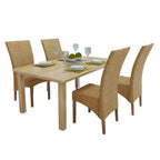 vidaXL 4X Dining Chair Garden Pation Courtyard Poolside Outdoor Furniture Modular Collection Handwoven Home Kitchen Furniture Seats Brown Rattan