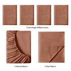 Bysure 6 Pieces Bed Sheets Set(Full, Chocolate Brown) - Hotel Luxury Super Soft 1800 Thread Count 100% Microfiber Sheets With De