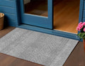 3' X 5' Gray And Silver Chevron Washable Indoor Outdoor Area Rug