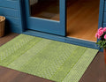 3' X 5' Lime Green And Ivory Chevron Washable Indoor Outdoor Area Rug
