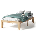 Kotek 14' Solid Wood Platform Bed Frame, Mattress Foundation W/Wooden Slats Support, Rubber Wood Bed Base, No Box Spring Needed, Easy Assembly (Twin, Natural)