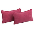 Blazing Needles Corded Solid Microsuede Rectangular Throw Pillows with Inserts (Set of 2), 20" by 12", Bery Berry