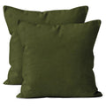Cotton Canvas Throw Pillow Covers by Encasa Pack of 2 Leaf Green 18'x18' No Insert with Hidden Zipper | Decorative Cushion Cov