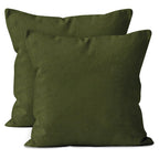 Cotton Canvas Throw Pillow Covers by Encasa Pack of 2 Leaf Green 18'x18' No Insert with Hidden Zipper | Decorative Cushion Cov