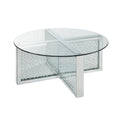 Benjara Benzara Faux Crystal Coffee Table with Glass Top, Silver