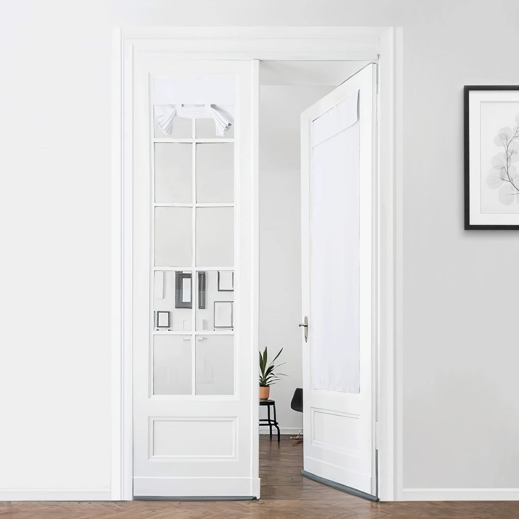 Nicetown Front Door Curtains - Thermal Insulated Tricia Door Window Curtain Self Adhesive Window Covering Drapery Room Darkening Blinds For Patio French Door, W26 X L72 Inch, 1 Panel, Pure White
