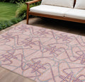 10' X 14' Pink Purple And Sky Blue Geometric Washable Indoor Outdoor Area Rug