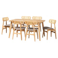 Baxton Studio Tarana Grey Fabric and Natural Oak Wood 7-Piece Dining Set