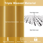 Jiuzhen Blackout Curtains With Tiebacks - Thermal Insulated, Light Blocking And Noise Reducing Grommet Curtain Drapes For Bedroom And Living Room, Set Of 2 Panels, Yellow, 52 X 84 Inch Length