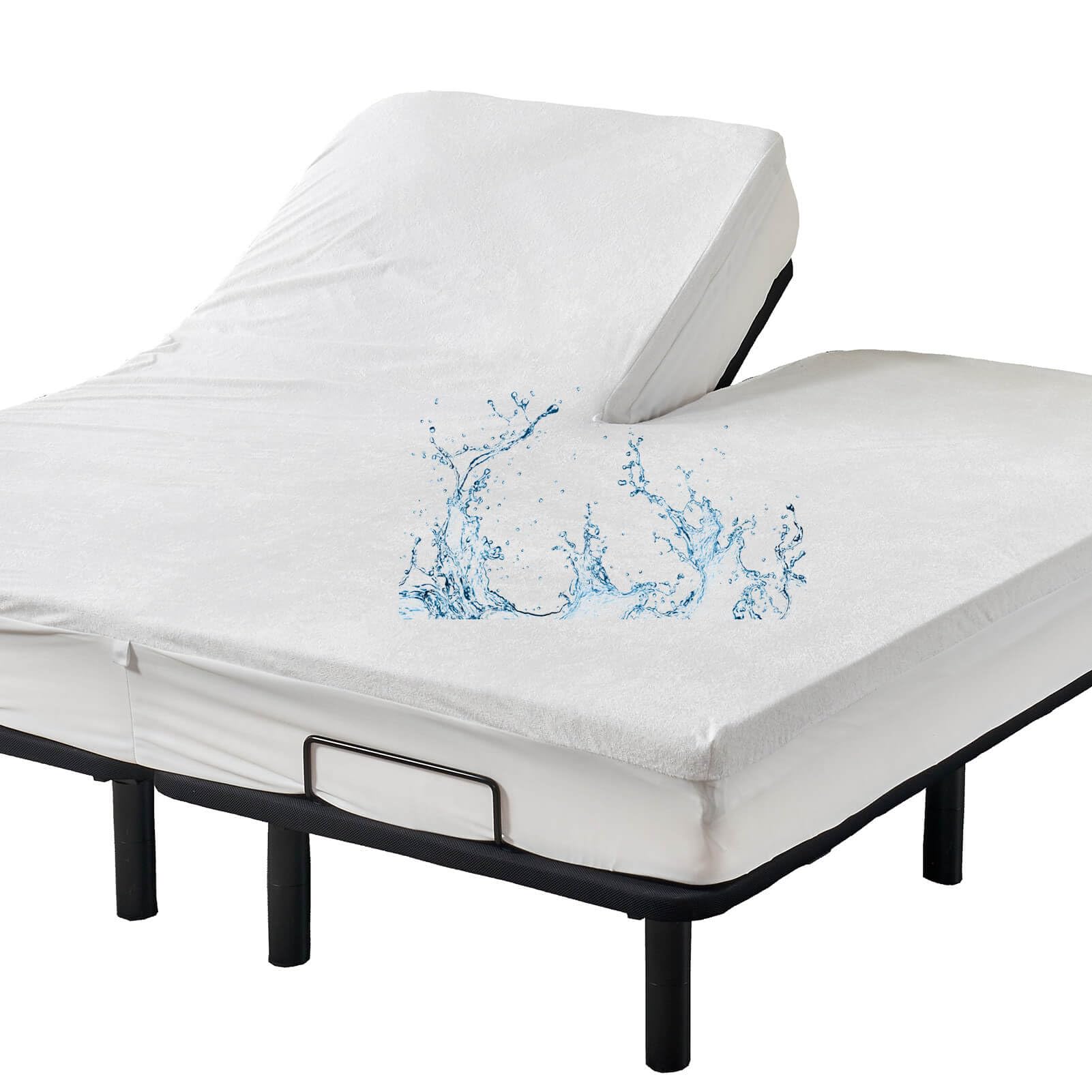 Kingnex Waterproof Partial Split Top Cal King Mattress Protector For Adjustable Bed With 36-39' Upper Flex Head Noiseless Soft