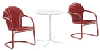 Crosley Furniture Tulip 3-Piece Outdoor Bistro Set, Retro Metal Patio Table and Chairs for Dining, Porch, Dark Red Satin